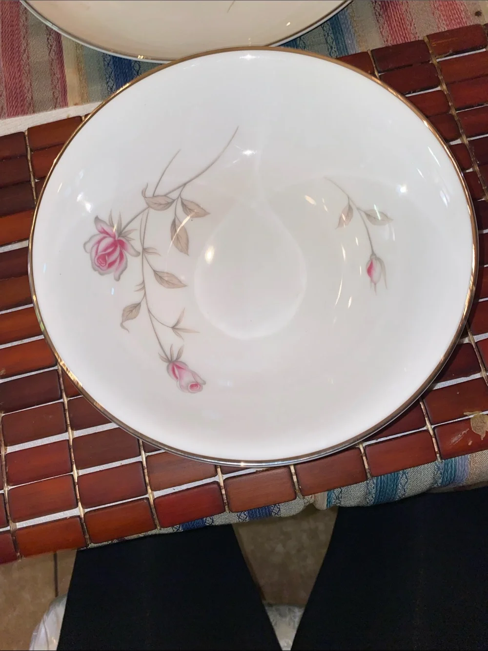 Vintage Seizan White Porcelain Dinner and Serving Bowls with Pink Rose Motif